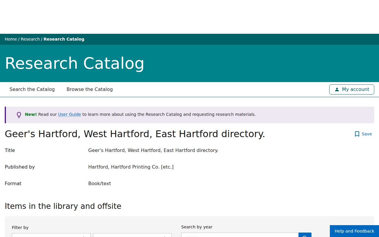 West Hartford city directory Geer's catalog record
