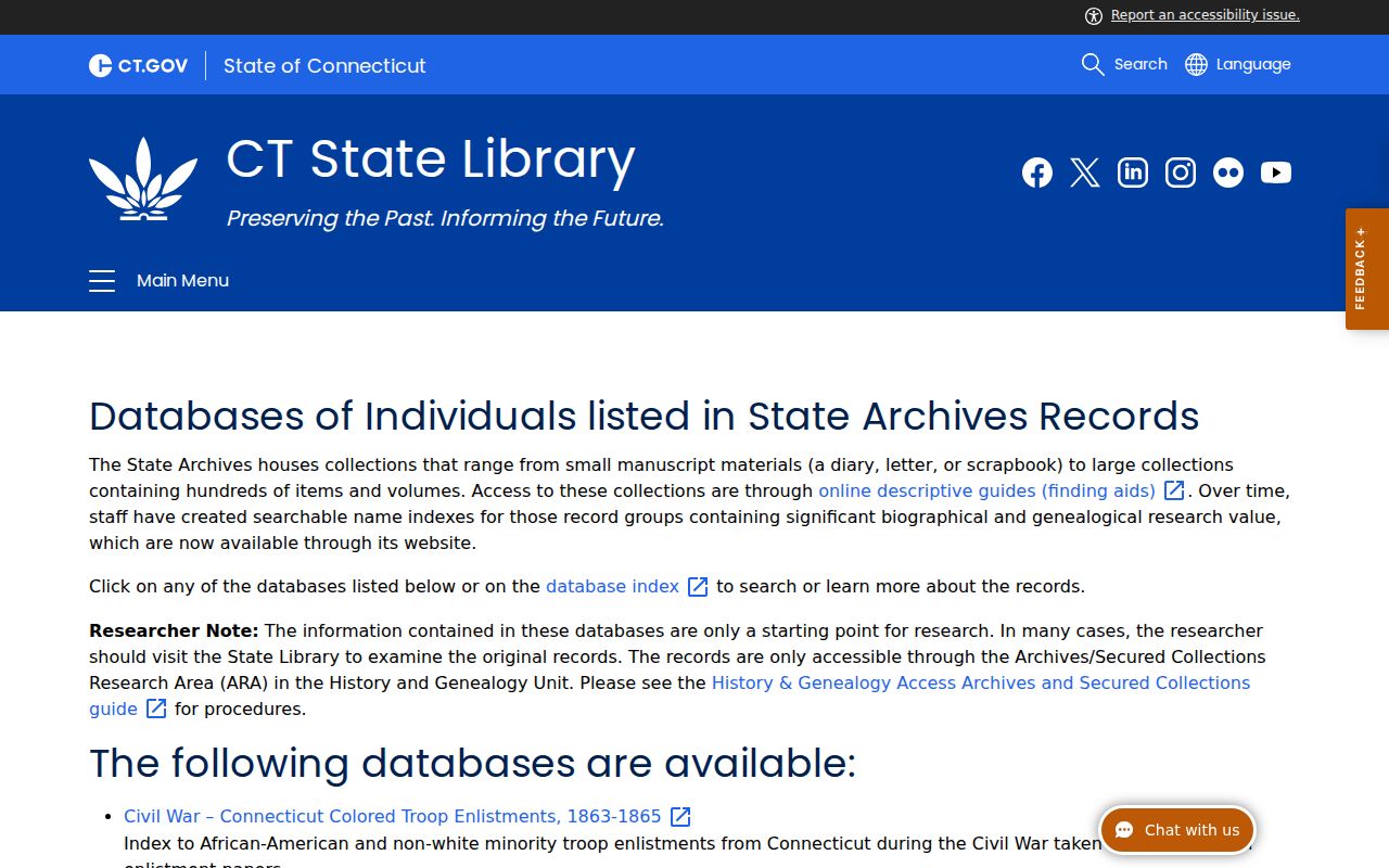 Connecticut State Archives name index for historical West Hartford research