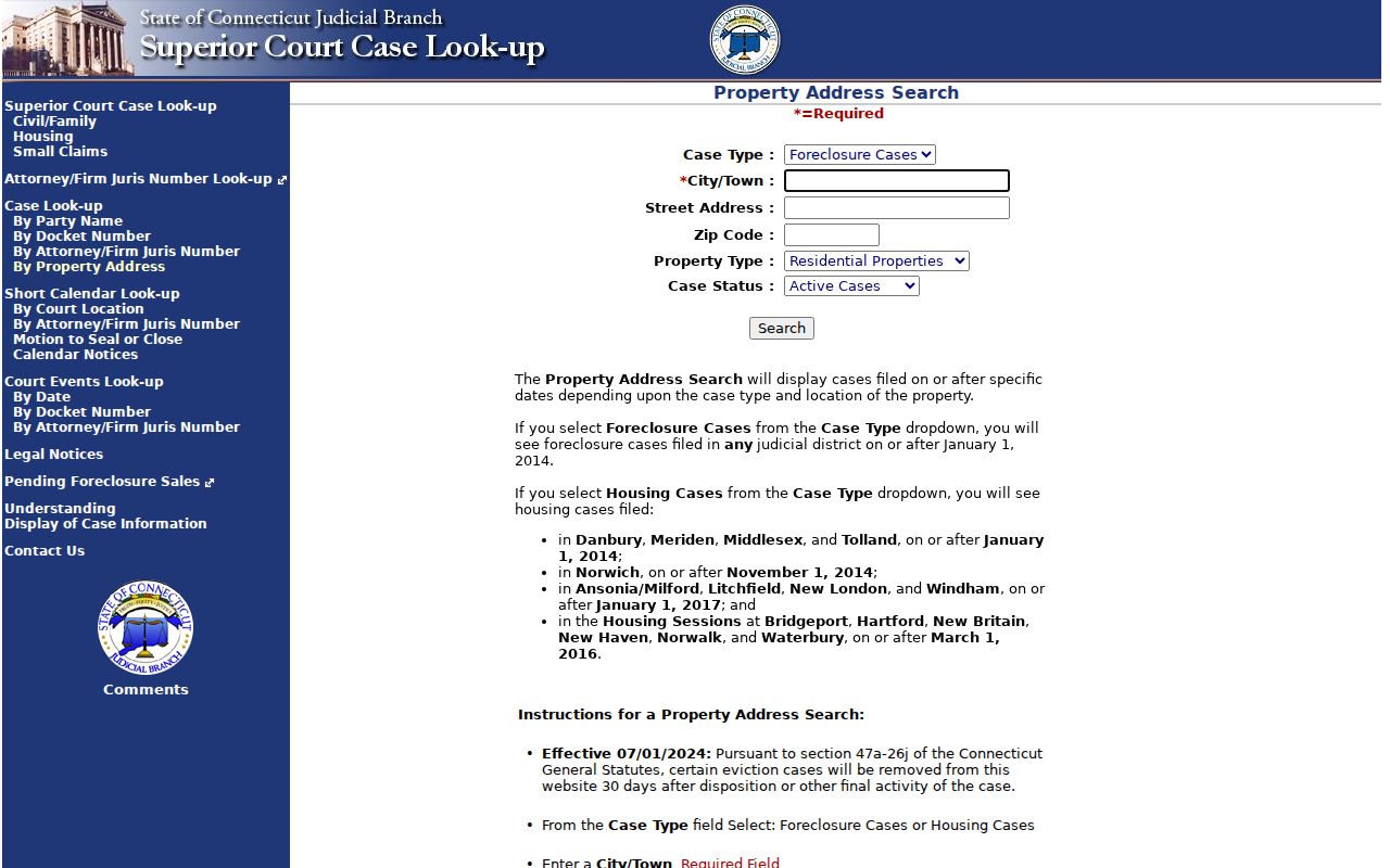 West Hartford street directory property case search